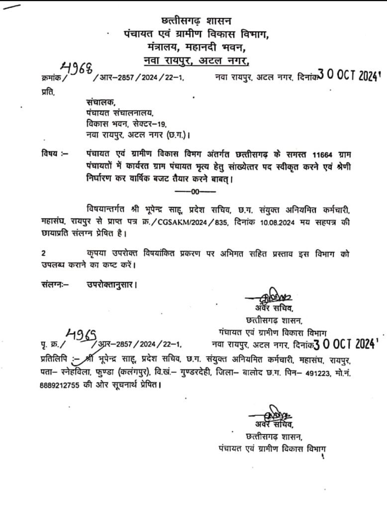 छत्तीसगढ़ ग्राम पंचायत भृत्य भर्ती 2024