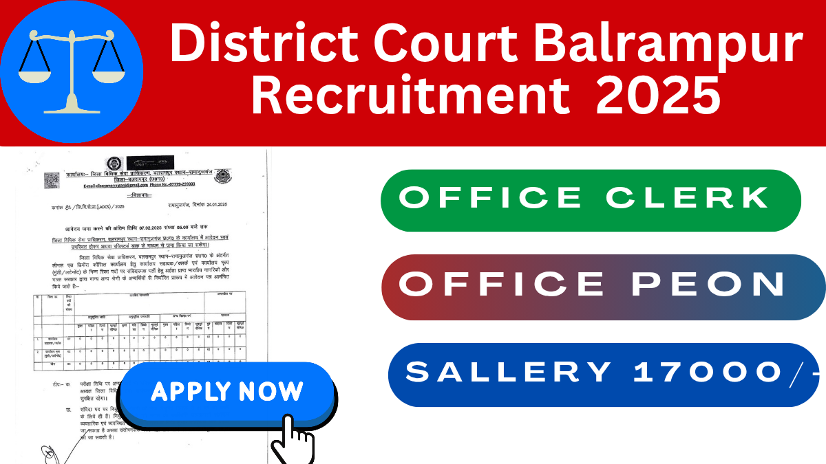 District Court Balrampur Office Assistant And Office Peon Recruitment 2025
