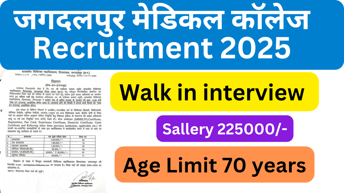 Jagdalpur medical college Recruitment 2025