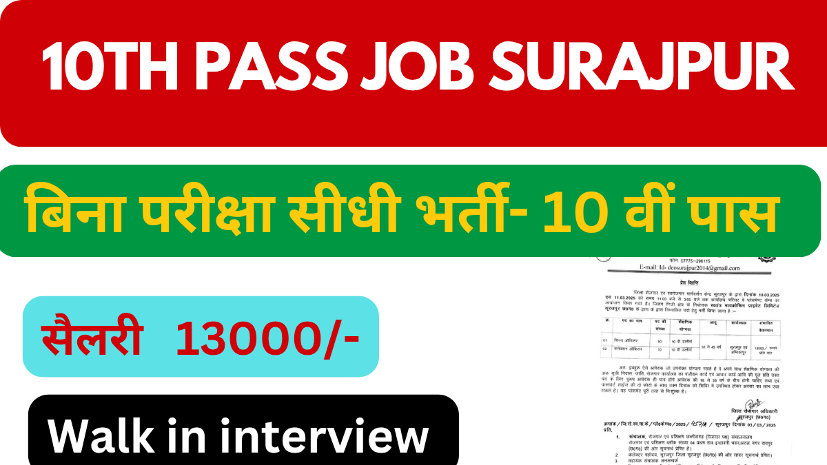 10th pass job Surajpur 