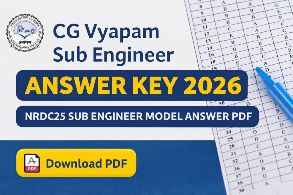 CG Vyapam Sub Engineer Answer Key 2026 – NRDC25 Model Answer PDF Download