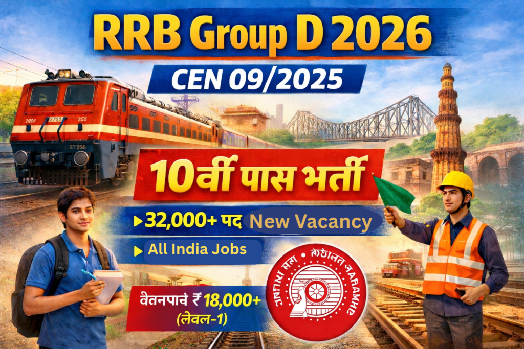 RRB Group D Recruitment 2026 CEN 09/2025 Railway Level 1 Vacancy All India 10th Pass Job