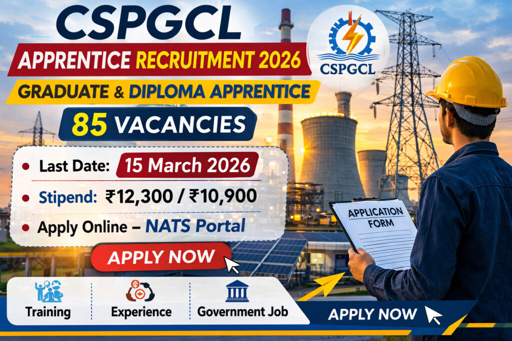 CSPGCL Apprentice Recruitment 2026 – 85 Graduate & Diploma Apprentice Vacancy Last Date 15 March
